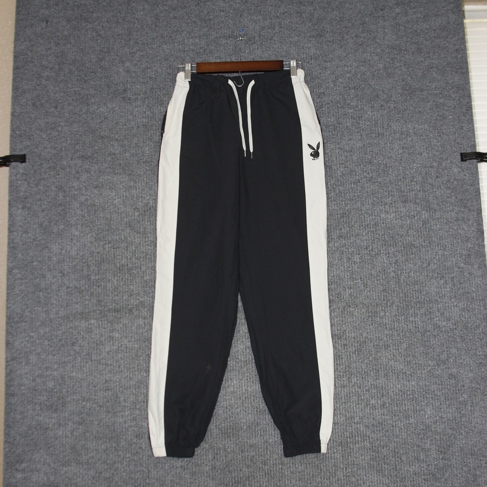 Playboy by Pacsun Black White Track Pants Joggers Logo Womens XS Streetwear